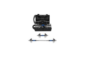 Kit De Mancuernas Pesas Con Barra Discos 20kg color azul