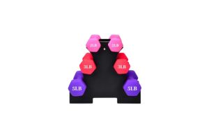 Set Pesas Mancuernas 20lb Vinil con rack soporte