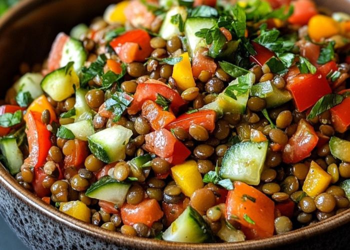 Ensalada de lentejas fresca y nutritiva