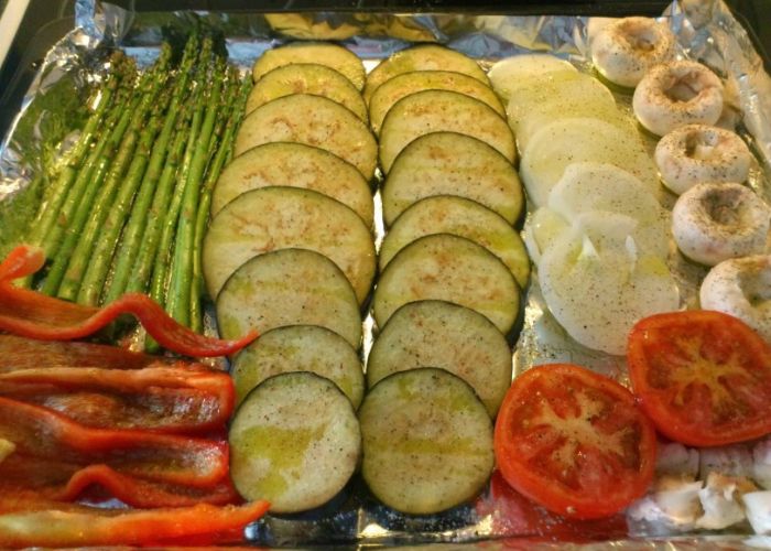 Vegetales de estación asados al estilo argentino