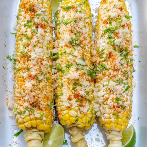 Elote asado con queso cotija light